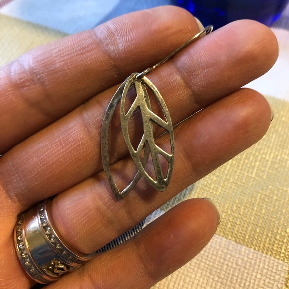 Sterling Silver Leaf Earrings - Picture 2 of 5